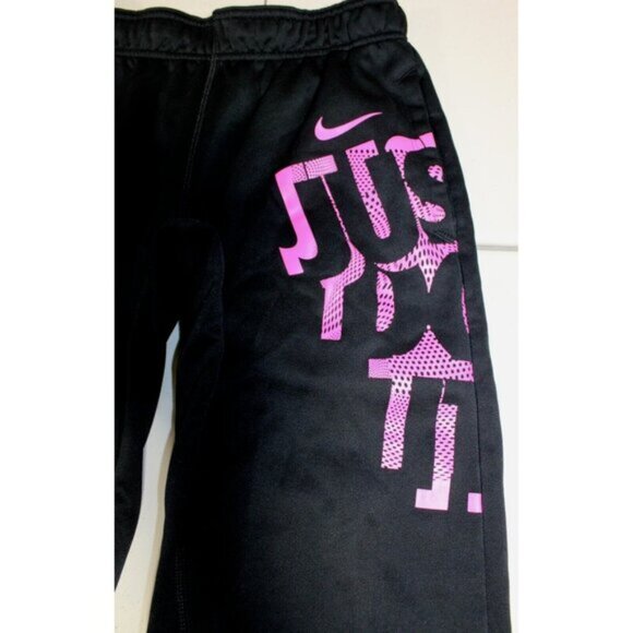 Women Nike Therma-Fit Just Do It Fleece Sweat Pants Jogger Small Black Ankle Zip - Picture 2 of 6